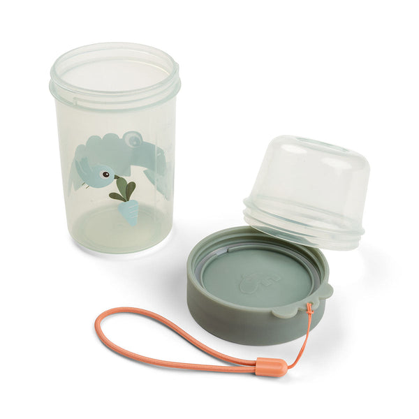 Done by Deer - To go 2-way snack container L Croco Green