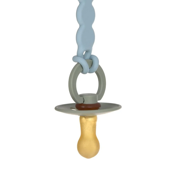 Lassig - Soother Holder Wood/Silicone Tiny Smile Powder Blue