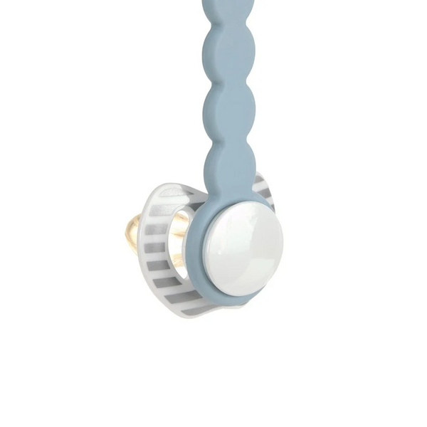 Lassig - Soother Holder Wood/Silicone Tiny Smile Powder Blue