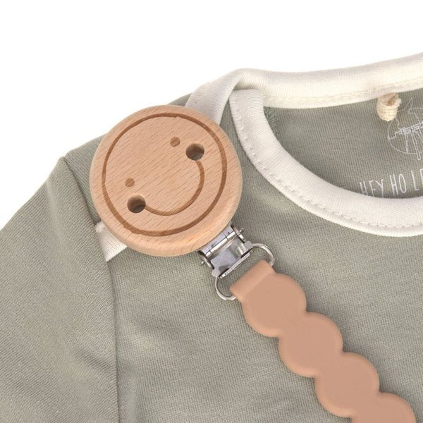 Lassig - Soother Holder Wood/Silicone Tiny Smile Maple