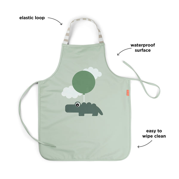 Done by Deer - Waterproof kids apron Happy clouds Green