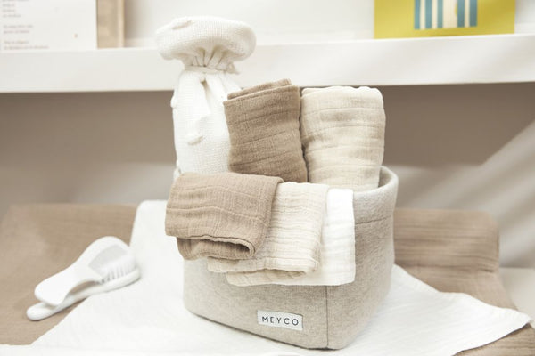 Meyco Baby - Squares - 3-pack - pre-washed muslin - Uni offwhite/light grey/sand - 70x70cm