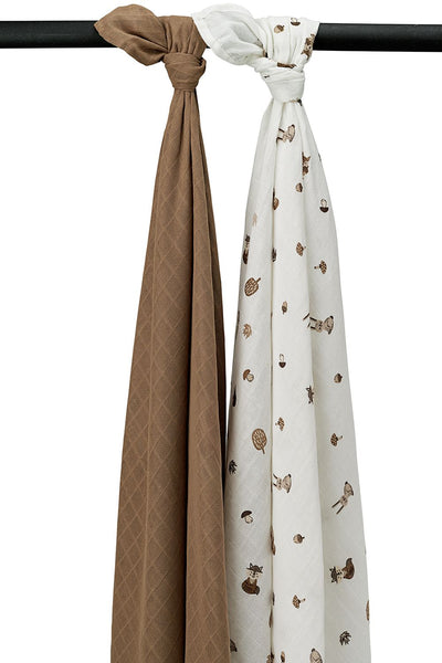 Meyco Baby - Swaddle - 2-pack - muslin - Branches Sand - 120x120cm
