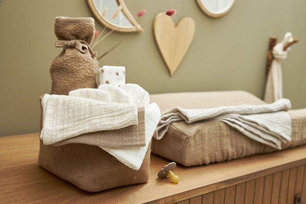 Meyco Baby - Facecloth - 3-pack - pre-washed muslin - Uni offwhite/soft sand/taupe - 30x30cm