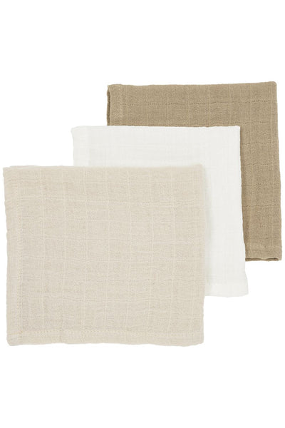 Meyco Baby - Facecloth - 3-pack - pre-washed muslin - Uni offwhite/soft sand/taupe - 30x30cm