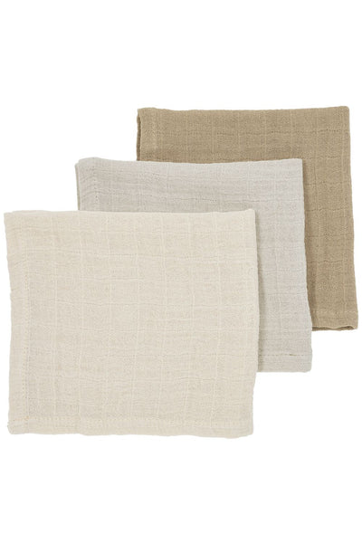 Meyco Baby - Facecloth - 3-pack - pre-washed muslin - Uni offwhite/soft sand/taupe - 30x30cm