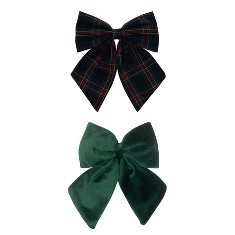 Mimi & Lula - Tartan agnes bow clips - Green