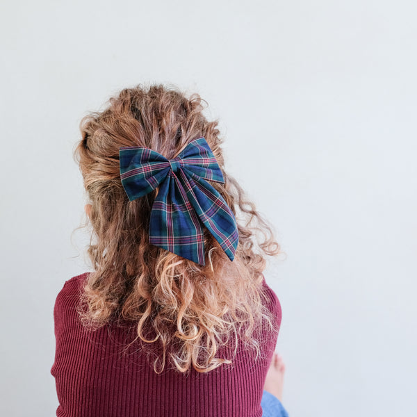 Mimi & Lula - Tartan agnes bow clips - Green