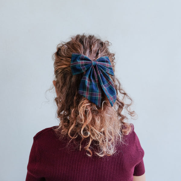 Mimi & Lula - Tartan agnes bow clips - Green