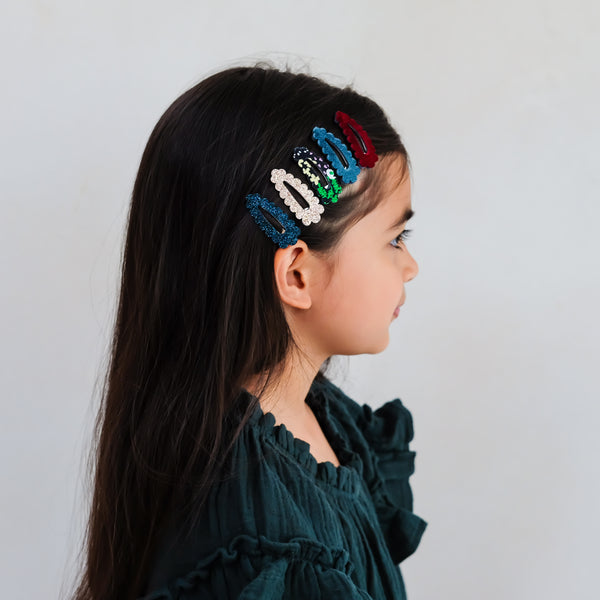 Mimi & Lula - Blackberry Scalloped Mini Hair Clips