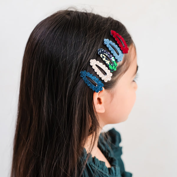 Mimi & Lula - Blackberry Scalloped Mini Hair Clips