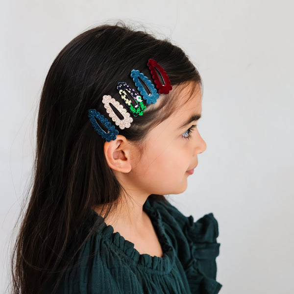 Mimi & Lula - Blackberry Scalloped Mini Hair Clips