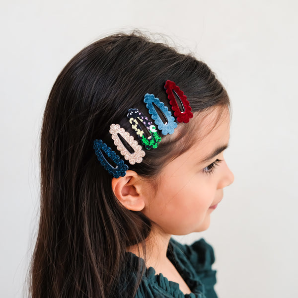 Mimi & Lula - Blackberry Scalloped Mini Hair Clips