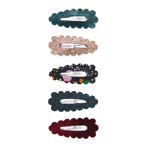 Mimi & Lula - Blackberry Scalloped Mini Hair Clips