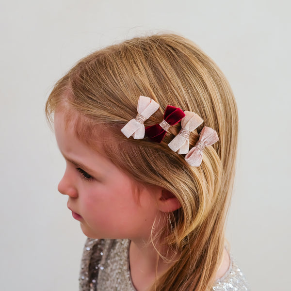 Mimi & Lula - Glitter Velvet Bow Salon Hair Clips