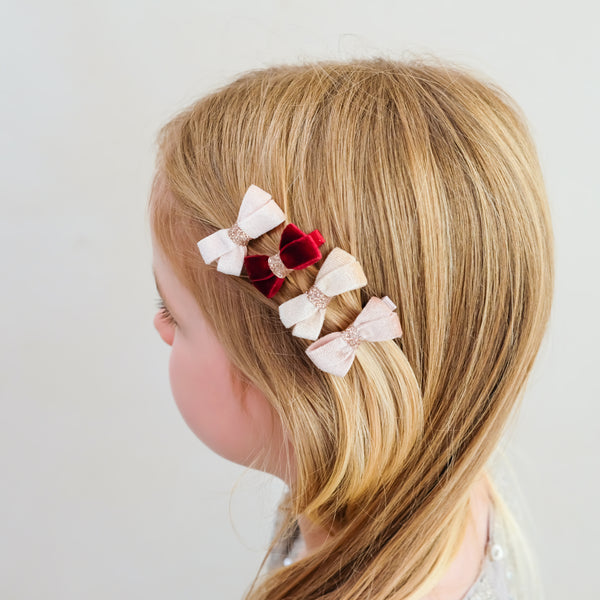 Mimi & Lula - Glitter Velvet Bow Salon Hair Clips