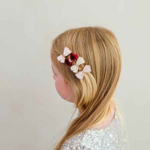 Mimi & Lula - Glitter Velvet Bow Salon Hair Clips