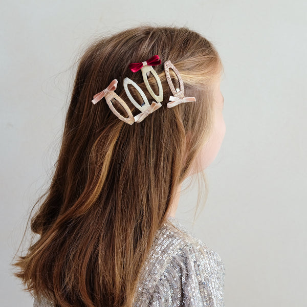 Mimi & Lula - Skinny Velvet Bow Hair Clips