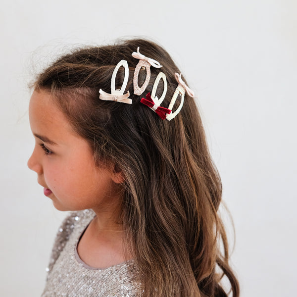 Mimi & Lula - Skinny Velvet Bow Hair Clips
