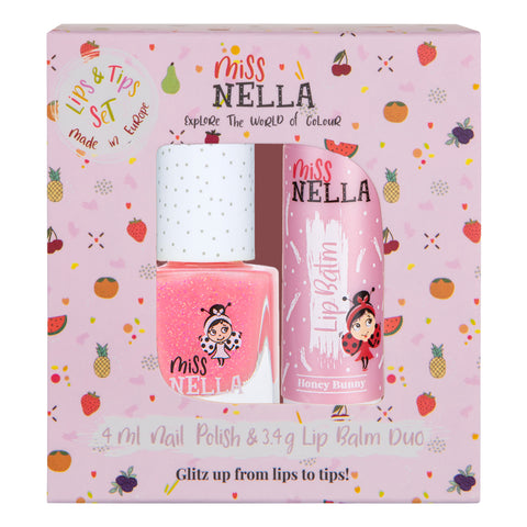Miss Nella - Lips & Tips Duo - Lip Balm Honey Bunny + 1 Varrying Nail Polish