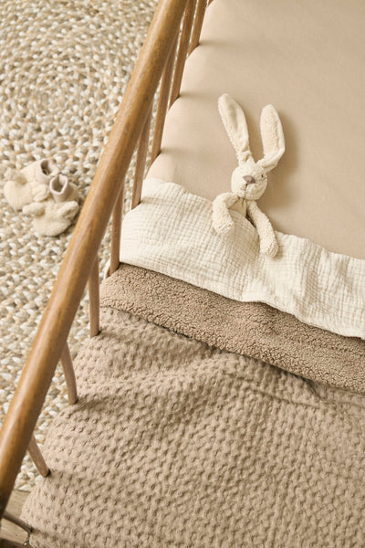 Meyco Baby - Waffle Teddy crib bed blanket - Taupe - 75x100cm
