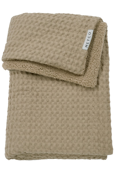 Meyco Baby - Waffle Teddy crib bed blanket - Taupe - 75x100cm