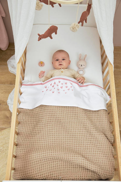 Meyco Baby - Waffle Teddy crib bed blanket - Taupe - 75x100cm