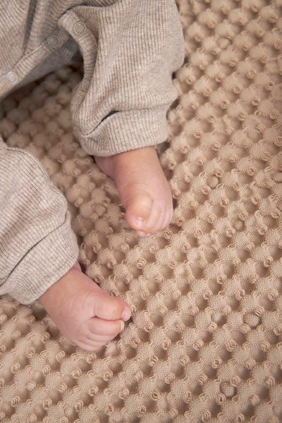 Meyco Baby - Waffle Teddy crib bed blanket - Taupe - 75x100cm
