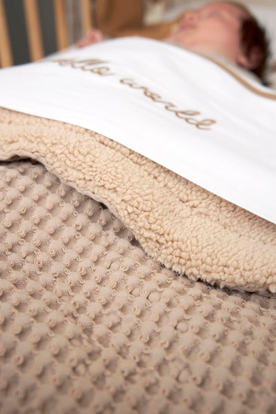 Meyco Baby - Waffle Teddy crib bed blanket - Taupe - 75x100cm