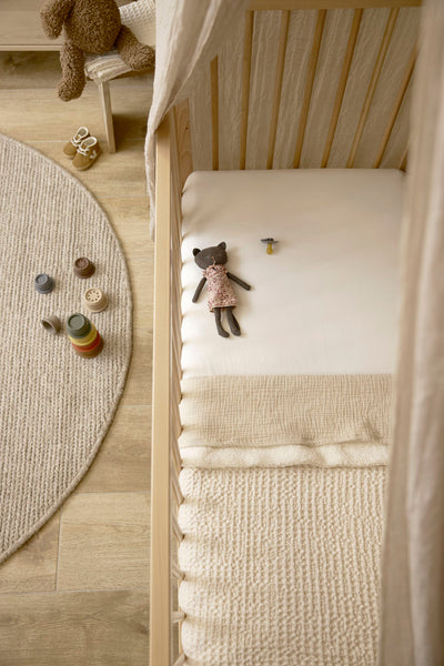 Meyco Baby - Waffle Teddy crib bed blanket - Taupe - 75x100cm