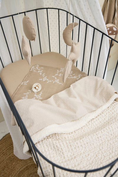 Meyco Baby - Waffle Teddy crib bed blanket - Taupe - 75x100cm