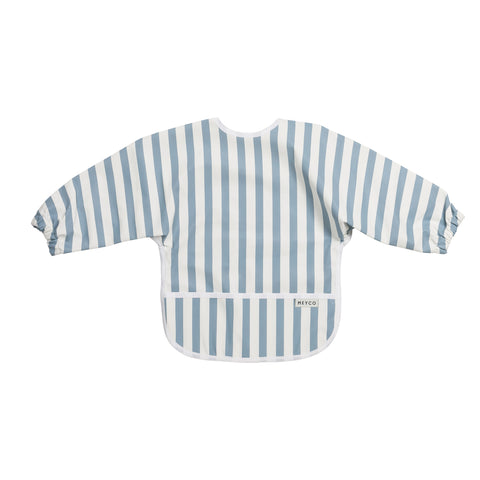 Meyco Baby - Bib with sleeves Fat Stripe Jeans Blue
