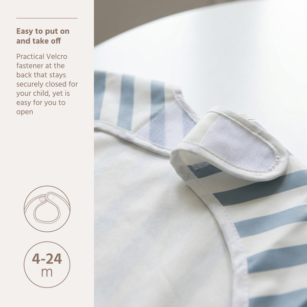 Meyco Baby - Bib with sleeves Fat Stripe Jeans Blue