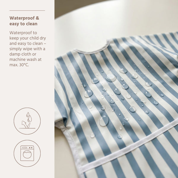 Meyco Baby - Bib with sleeves Fat Stripe Jeans Blue
