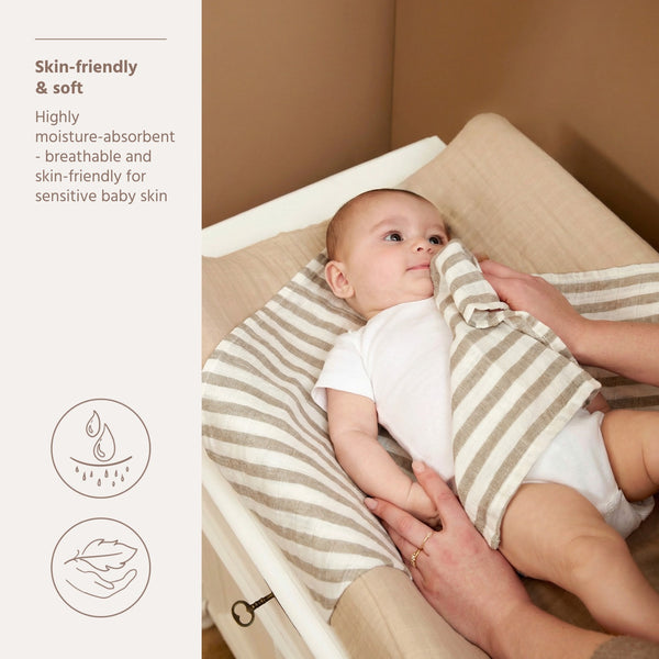 Meyco Baby - Squares 2-Pack Pre-washed Muslin Fat Stripe Taupe