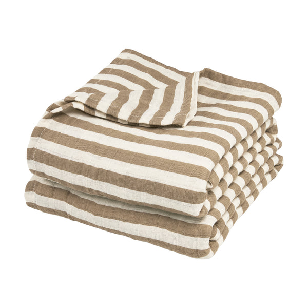 Meyco Baby - Swaddle 2-Pack Pre-washed Muslin Fat Stripe Taupe