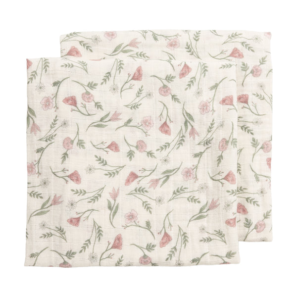 Meyco Baby - Squares 2-Pack Pre-washed Muslin Flower Multicolour