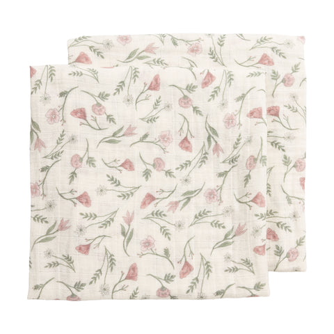 Meyco Baby - Squares 2-Pack Pre-washed Muslin Flower Multicolour