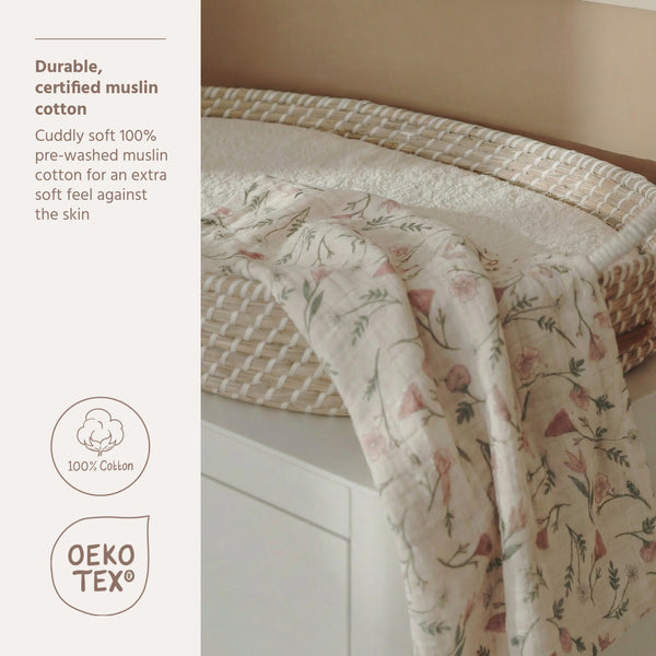 Meyco Baby - Squares 2-Pack Pre-washed Muslin Flower Multicolour