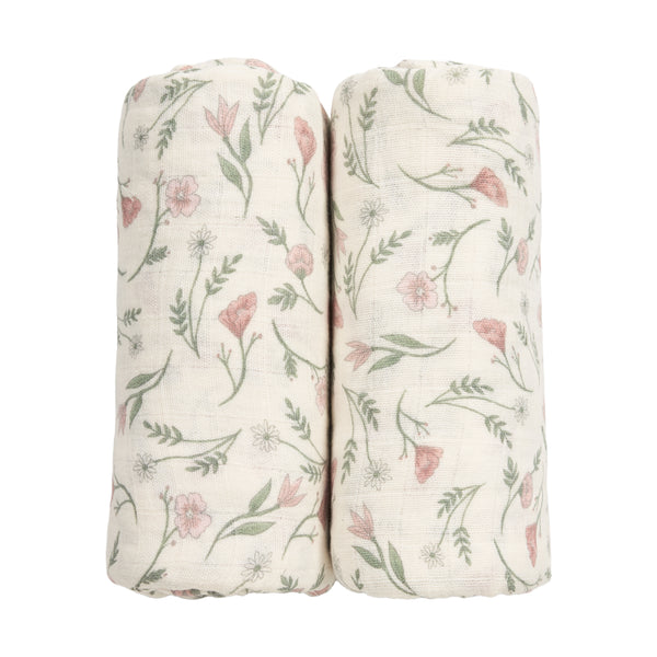 Meyco Baby - Swaddle 2-Pack Pre-washed Muslin Fat Stripe Jeans Blue