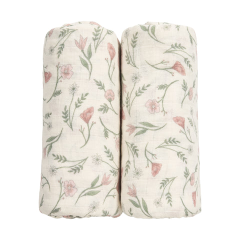 Meyco Baby - Swaddle 2-Pack Pre-washed Muslin Flower Multicolour