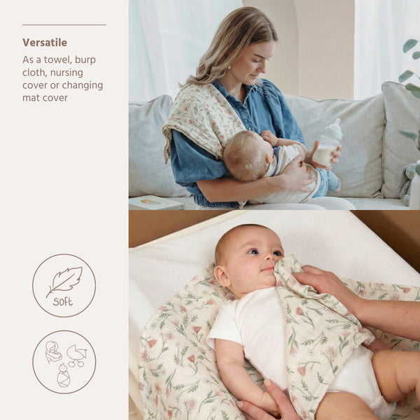 Meyco Baby - Swaddle 2-Pack Pre-washed Muslin Flower Multicolour
