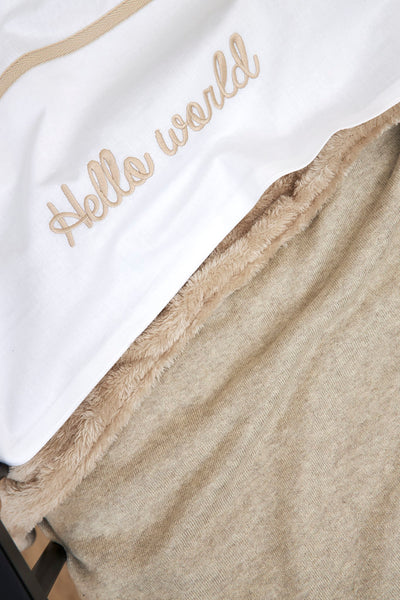 Meyco Baby - Knit Basic teddy crib bed blanket - Sand melange - 75x100cm