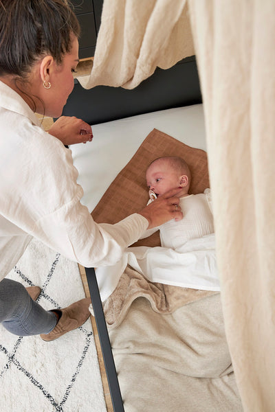 Meyco Baby - Knit Basic teddy crib bed blanket - Sand melange - 75x100cm