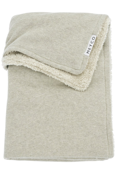 Meyco Baby - Knit Basic teddy crib bed blanket - Sand melange - 75x100cm