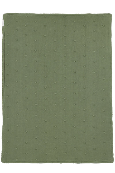 Meyco Baby - Mini Knots teddy crib bed blanket - Forest Green - 75x100cm