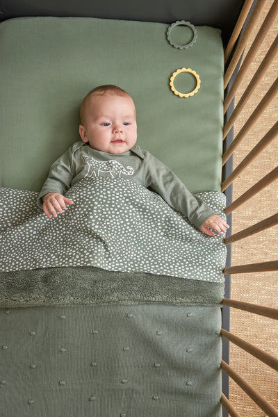 Meyco Baby - Mini Knots teddy crib bed blanket - Forest Green - 75x100cm