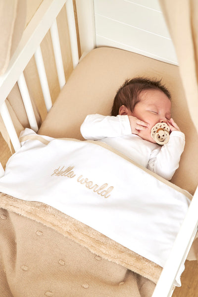 Meyco Baby - Mini Knots teddy crib bed blanket - Sand - 75x100cm