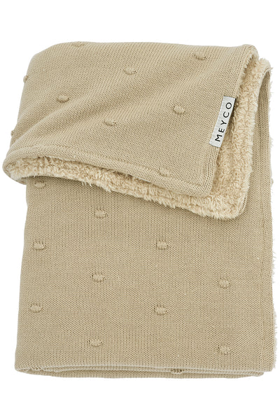 Meyco Baby - Mini Knots teddy crib bed blanket - Soft Pink - 75x100cm