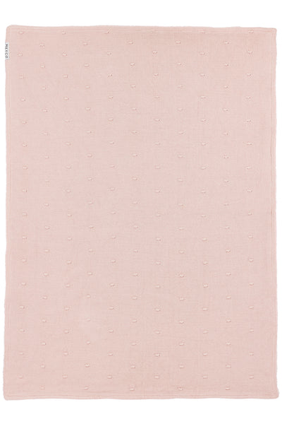 Meyco Baby - Mini Knots teddy crib bed blanket - Soft Pink - 75x100cm